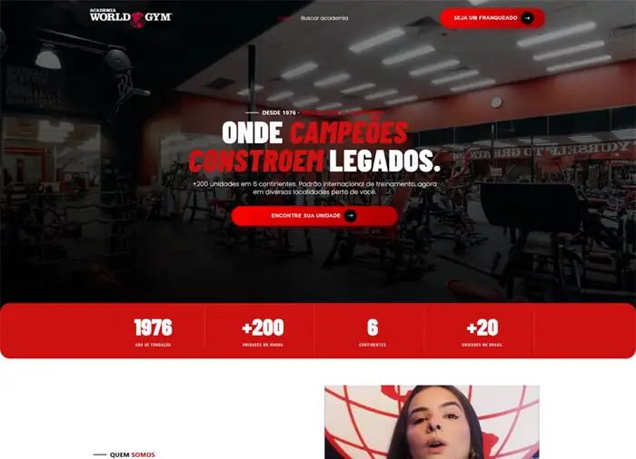 Exemplo de website World Gym Academia