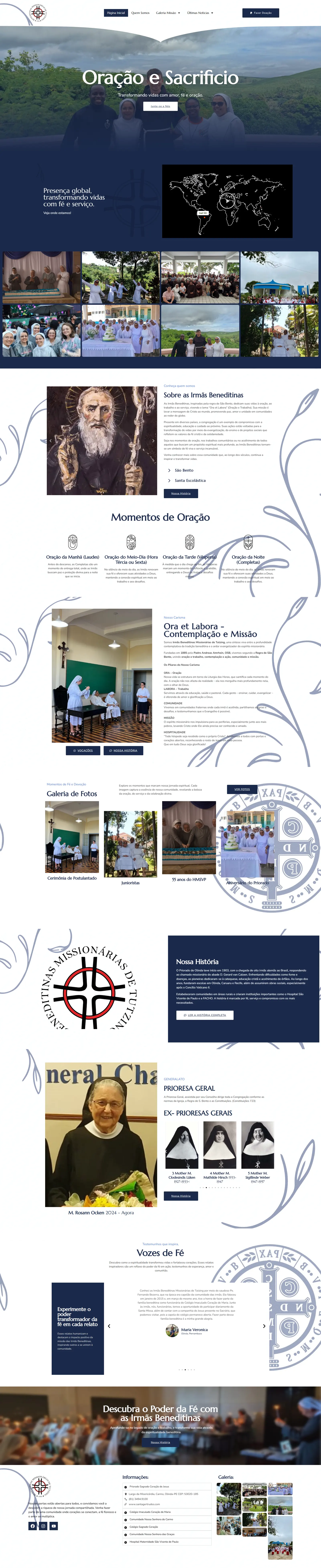 Exemplo de website institucional Irmãs Beneditinas